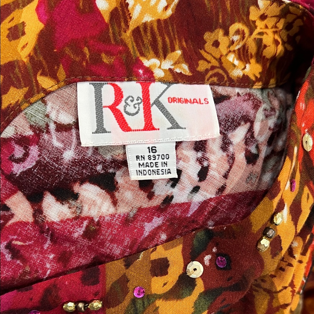 R&K Originals Women's Floral knee length dress - Red and Gold